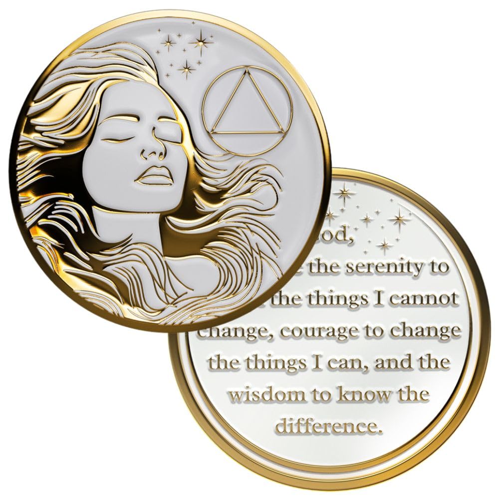 Woman's Serenity Token Sobriety Coin Gift Set - Gold