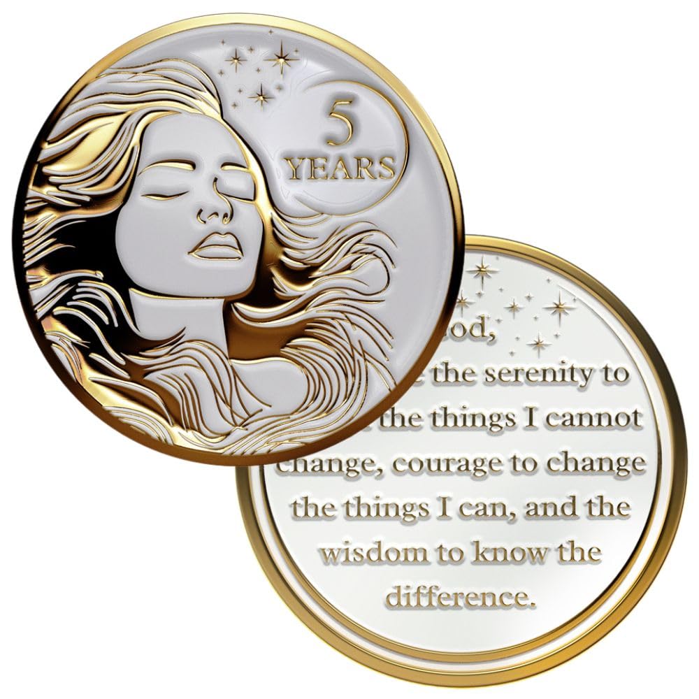 Woman's Serenity Token Sobriety Coin Gift Set - Gold