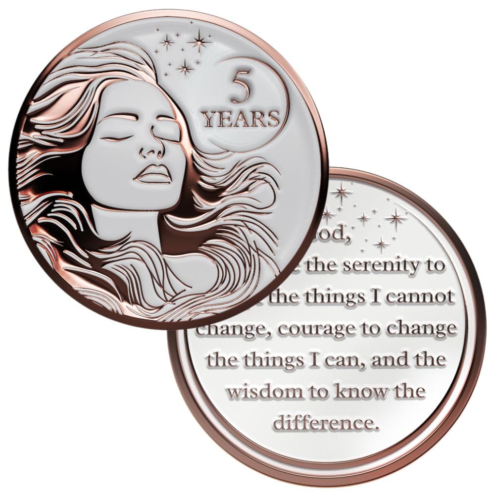 Woman's Serenity Token Sobriety Coin Gift Set Rose Gold