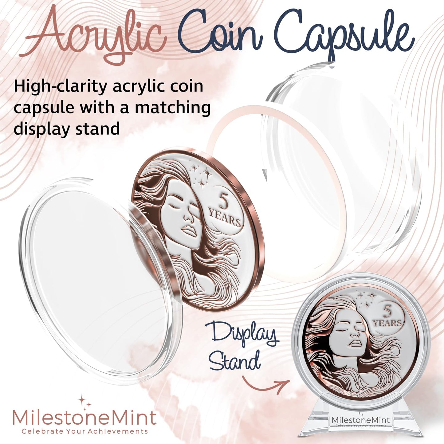 Woman's Serenity Token Sobriety Coin Gift Set Rose Gold
