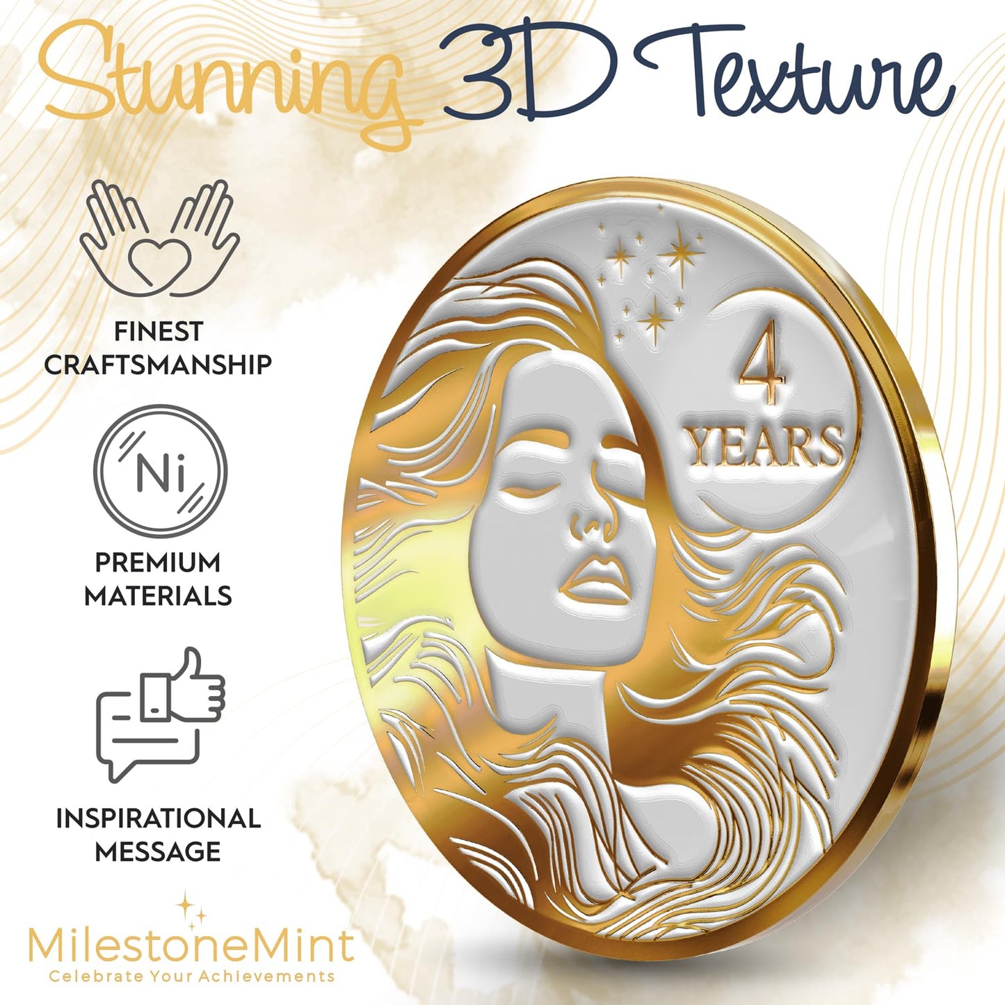 Woman's Serenity Token Sobriety Coin Gift Set - Gold