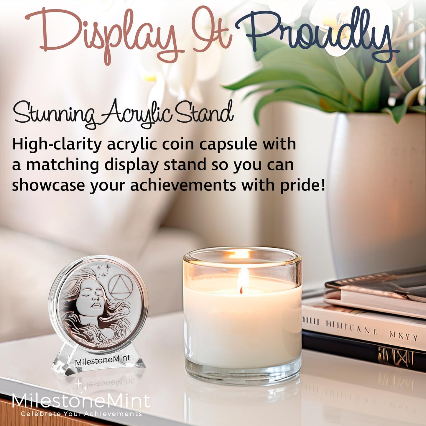 Woman's Serenity Token Sobriety Coin Gift Set Rose Gold