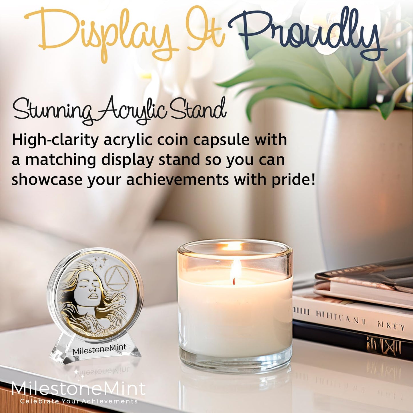 Woman's Serenity Token Sobriety Coin Gift Set - Gold