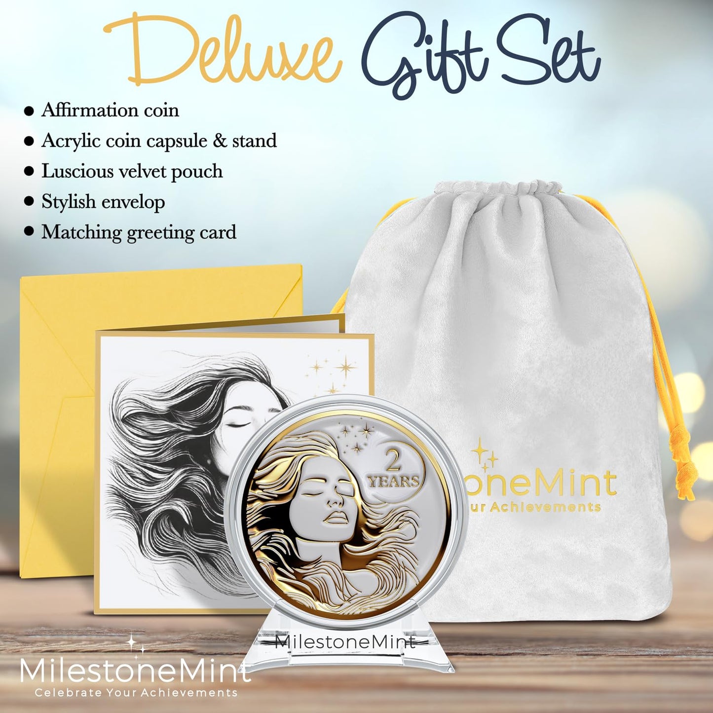 Woman's Serenity Token Sobriety Coin Gift Set - Gold