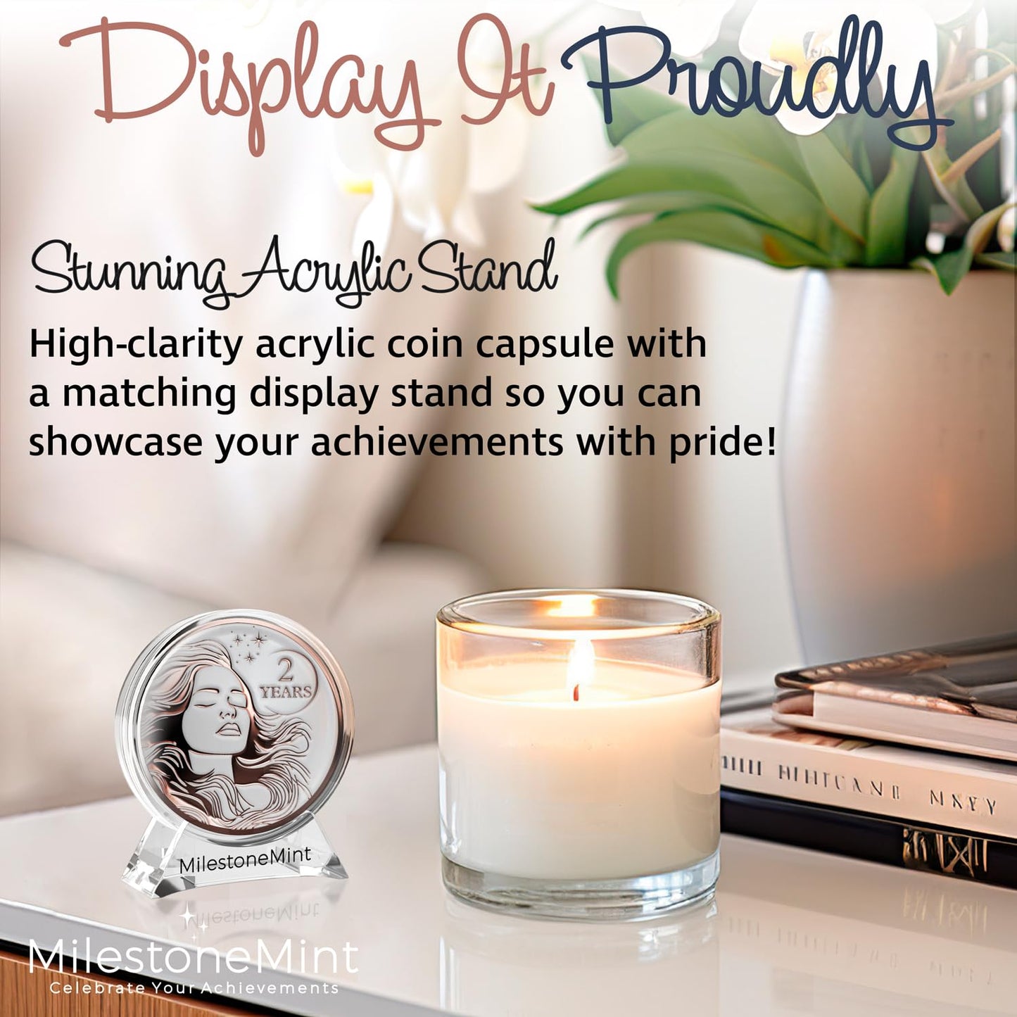 Woman's Serenity Token Sobriety Coin Gift Set Rose Gold
