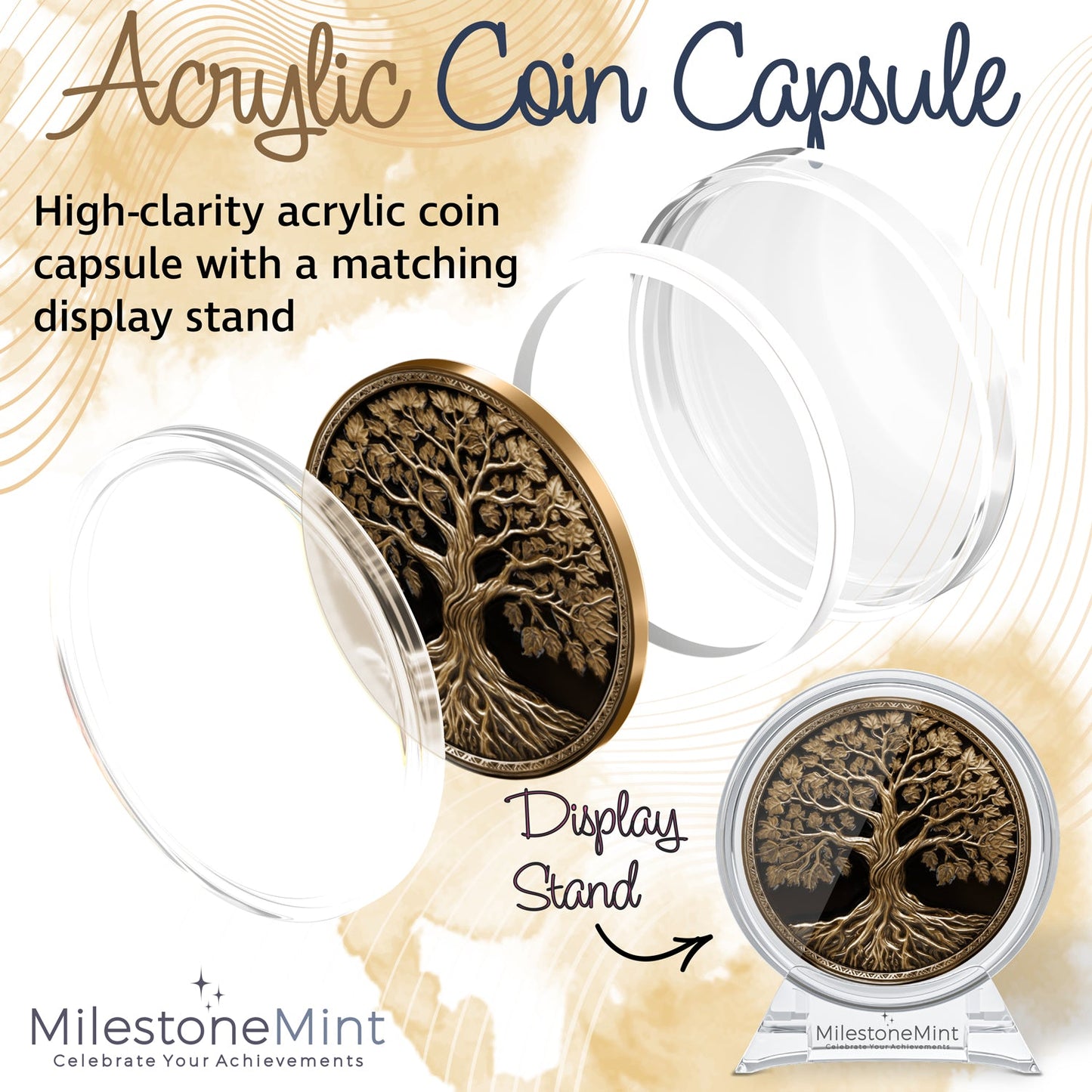 Tree of Life Affirmation Sobriety Coin Gift Set - Antique Gold