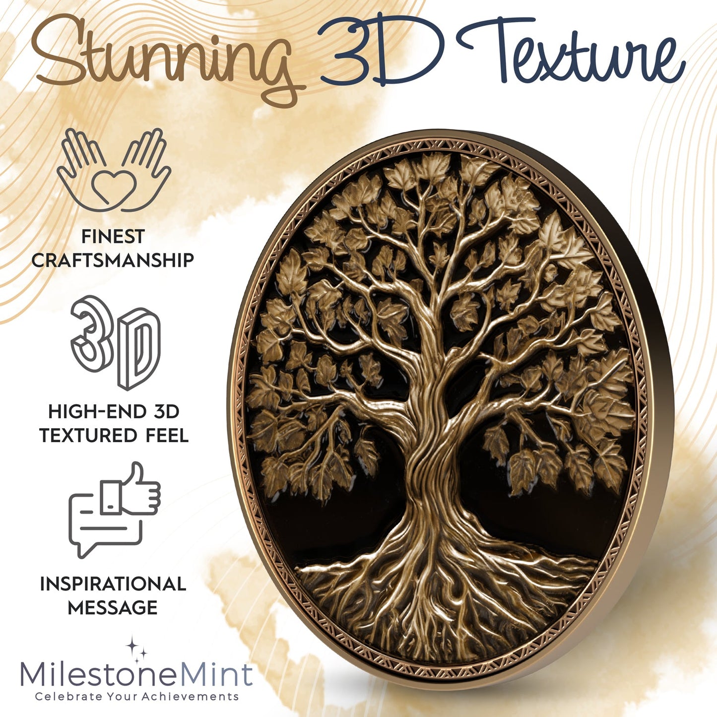 Tree of Life Affirmation Sobriety Coin Gift Set - Antique Gold
