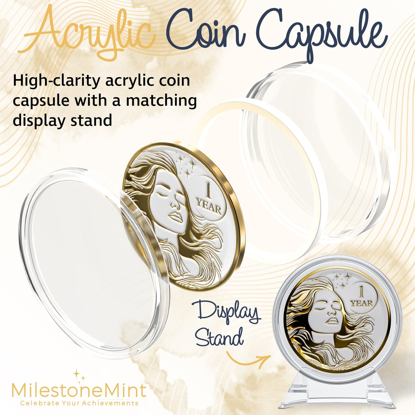Woman's Serenity Token Sobriety Coin Gift Set - Gold