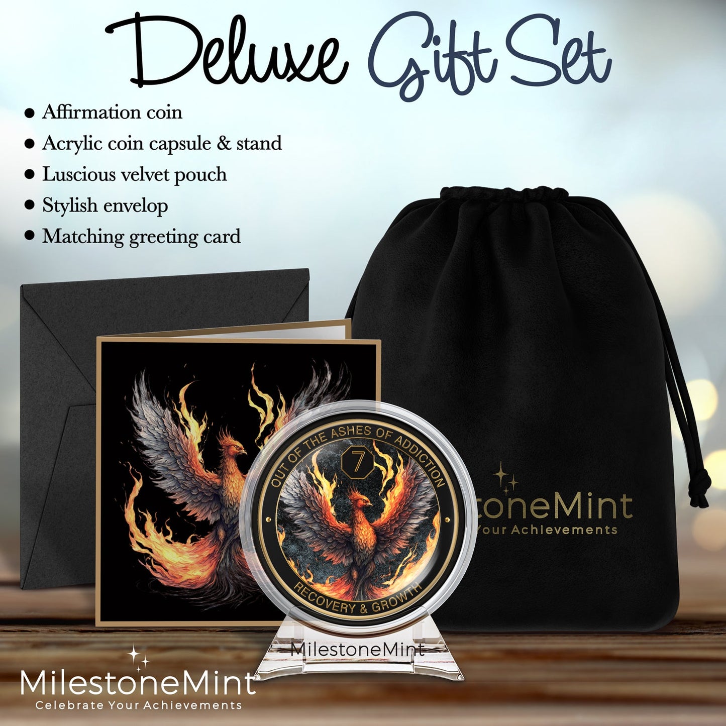Phoenix Sobriety Affirmation Coin Gift Set