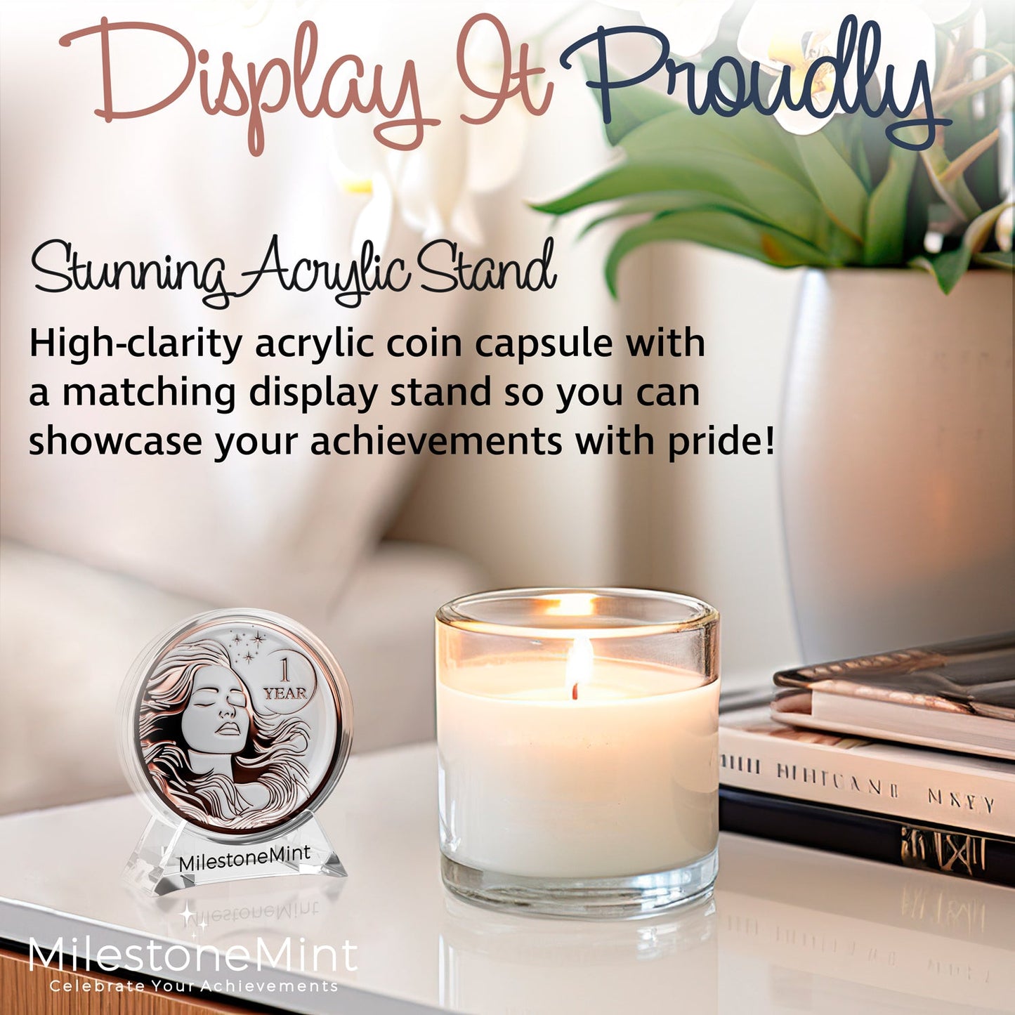 Woman's Serenity Token Sobriety Coin Gift Set Rose Gold