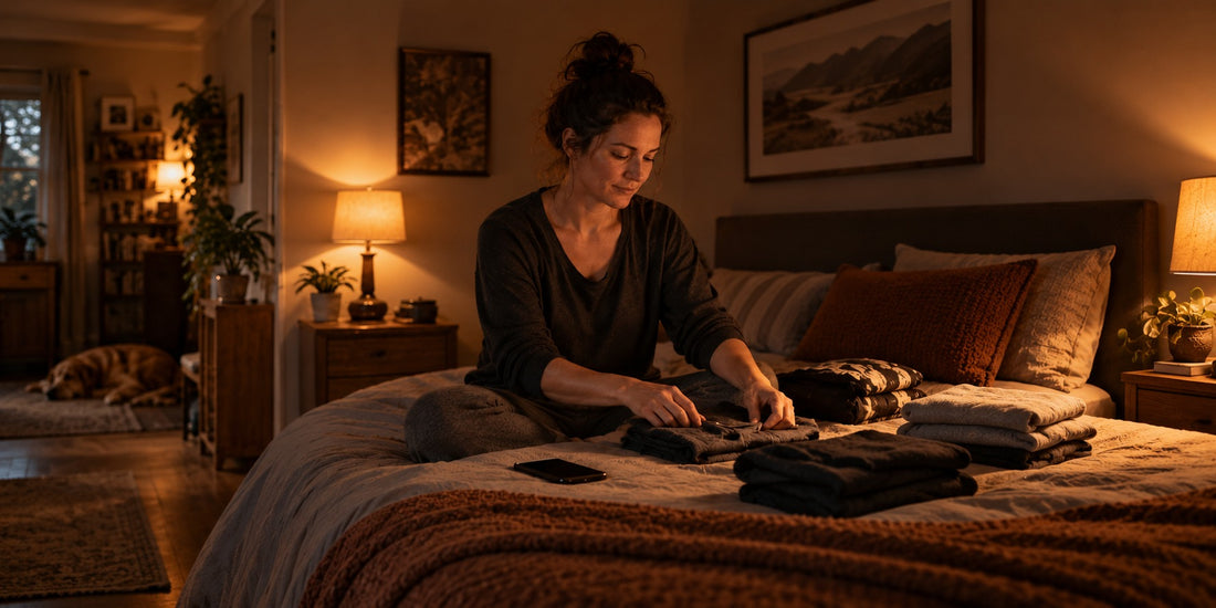 woman sitting on the bed getting ready for bed