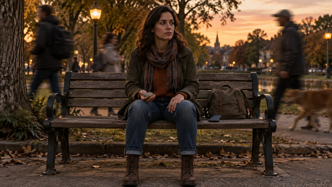 woman sitting on a park bench