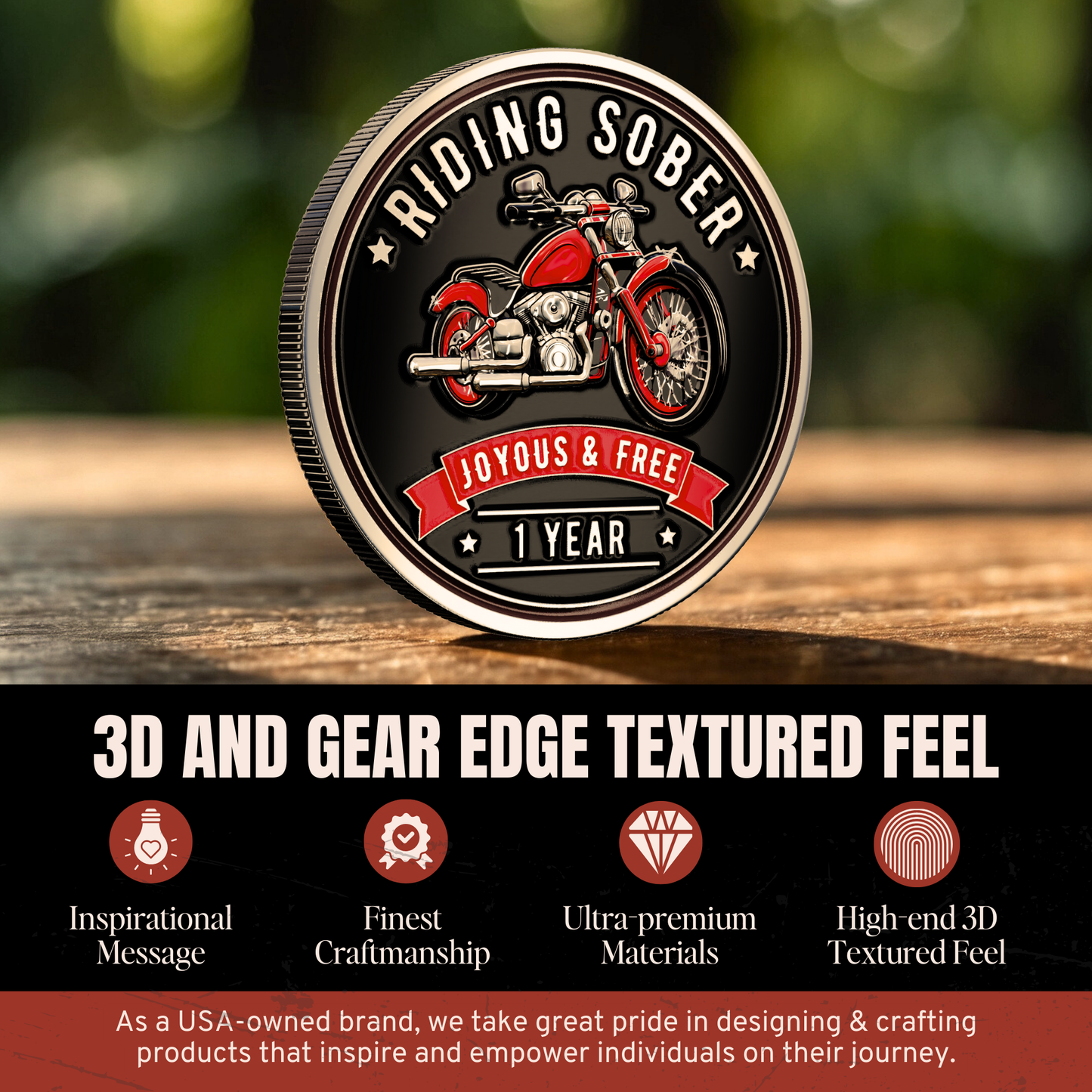 Riding Sober Recovery Affirmation Coin