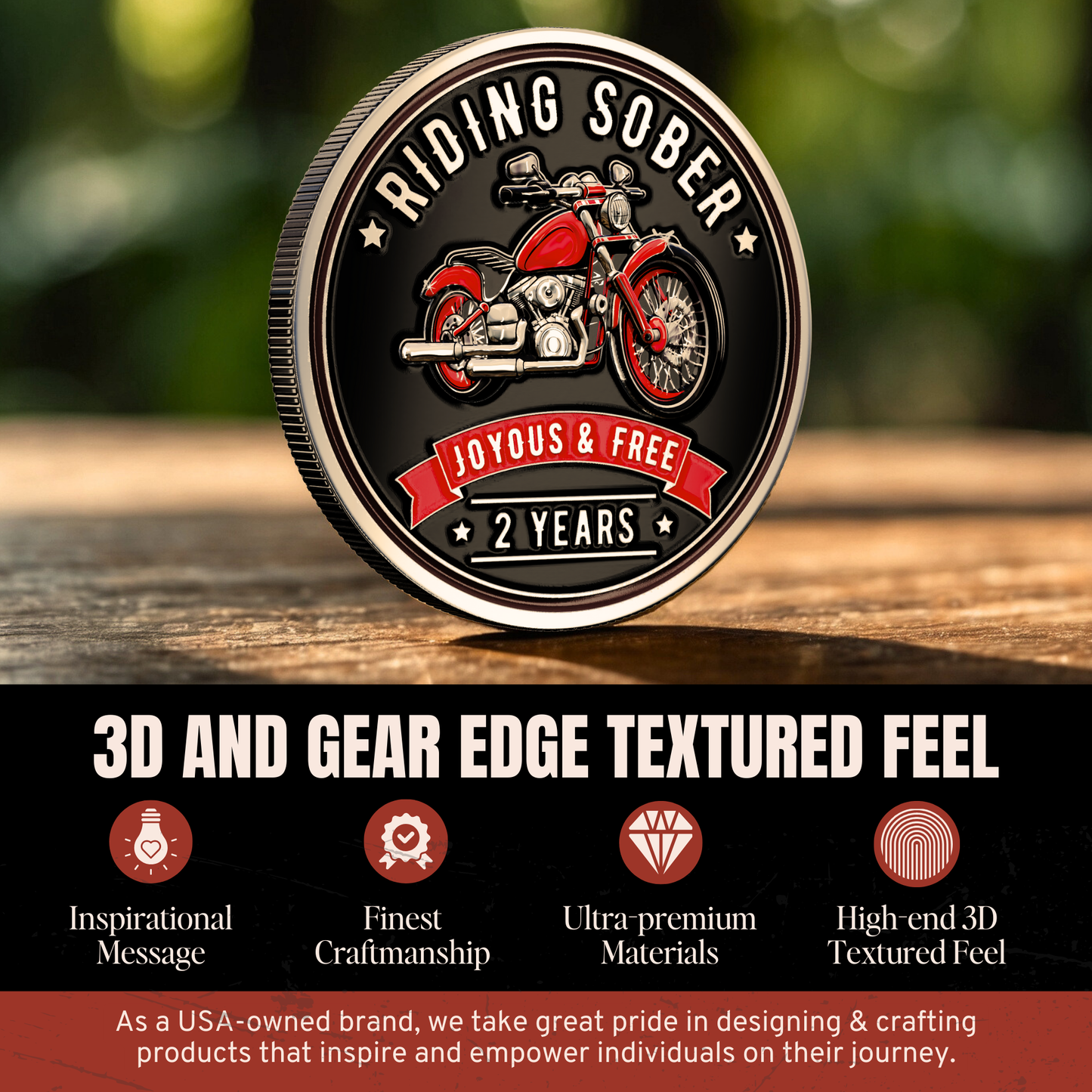 Riding Sober Recovery Affirmation Coin