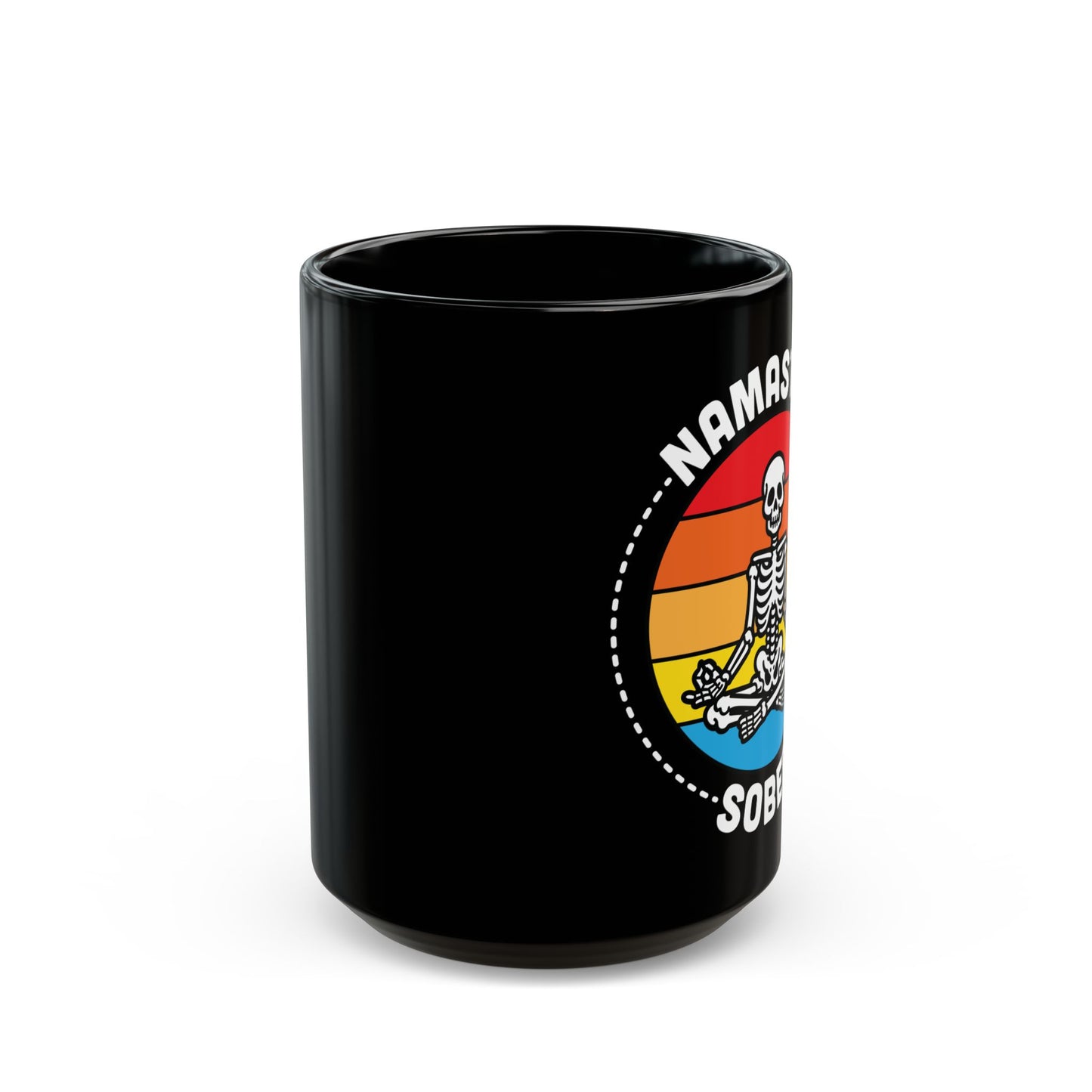 Namastay Sober Black Mug - 15oz | Perfect Gift for Yoga Lovers & Sober Celebrations