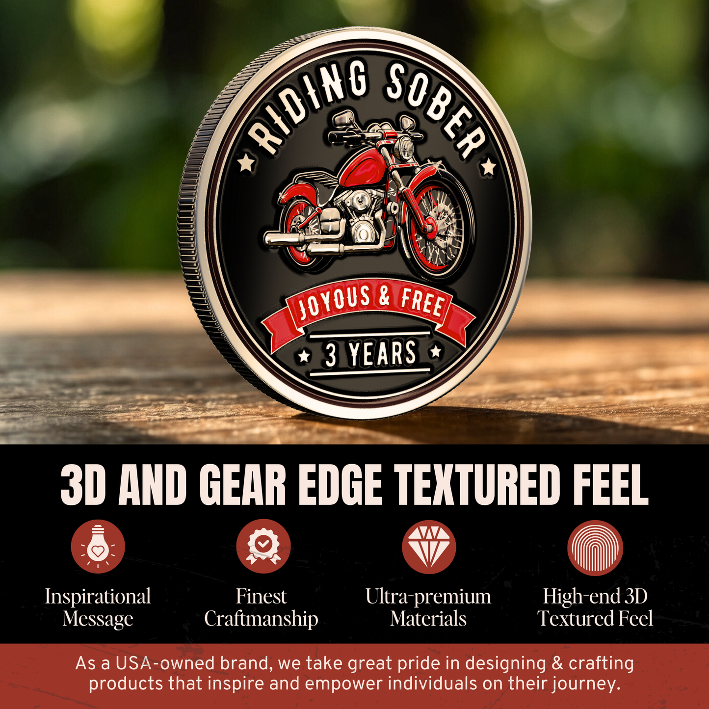 Riding Sober Recovery Affirmation Coin