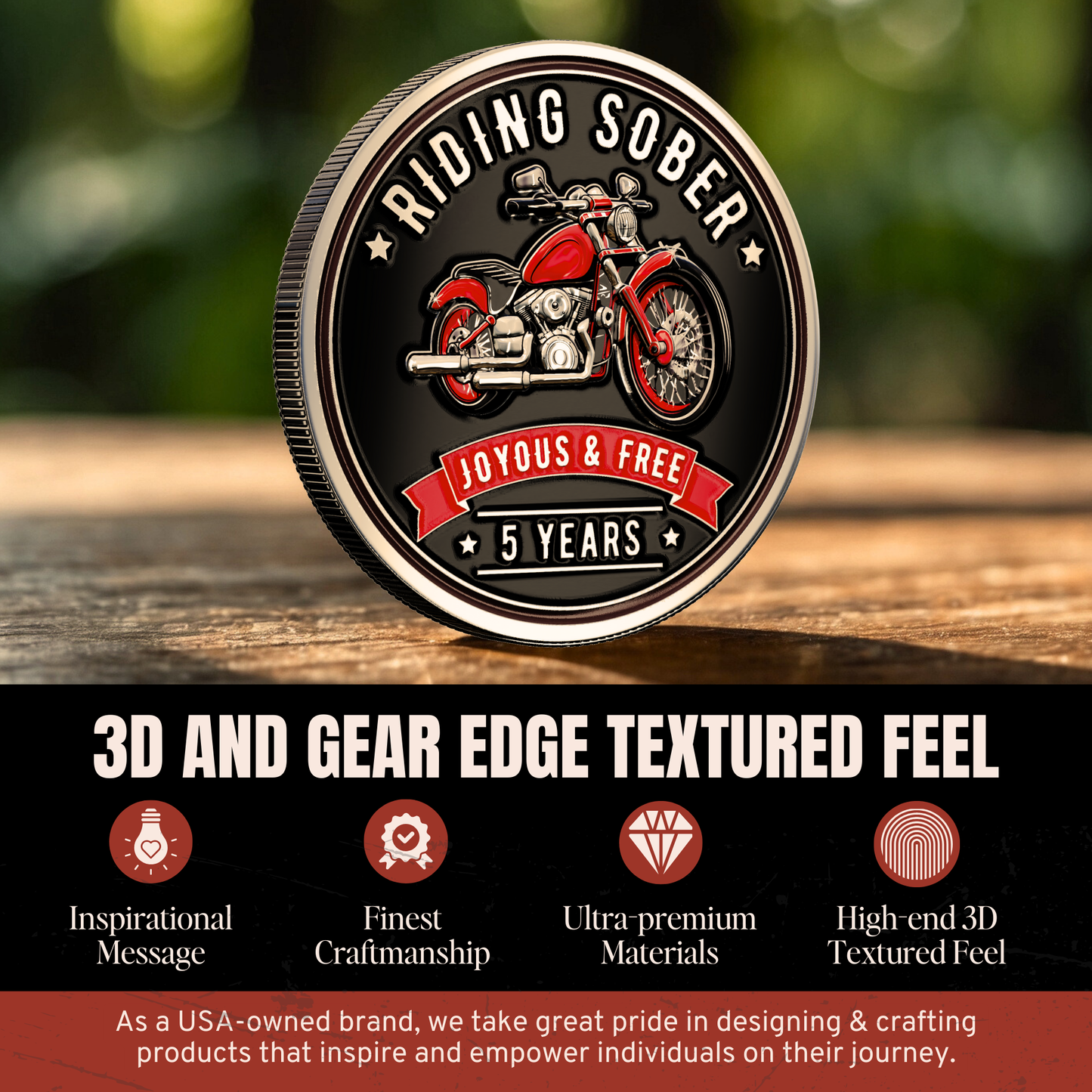 Riding Sober Recovery Affirmation Coin