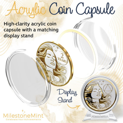 Woman's Serenity Token Sobriety Coin Gift Set - Gold