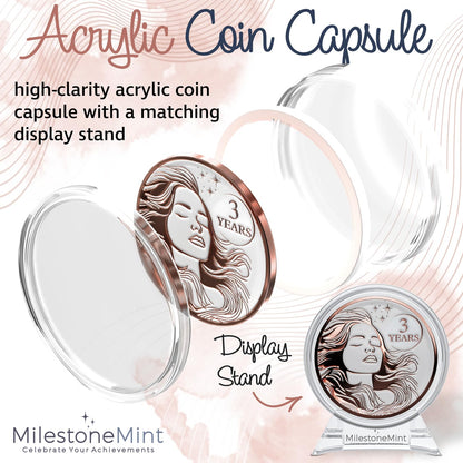 Woman's Serenity Token Sobriety Coin Gift Set Rose Gold