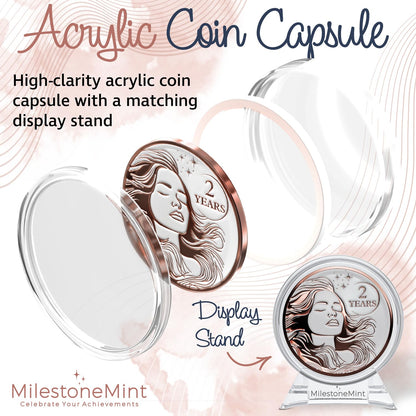 Woman's Serenity Token Sobriety Coin Gift Set Rose Gold
