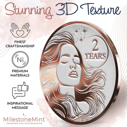 Woman's Serenity Token Sobriety Coin Gift Set Rose Gold