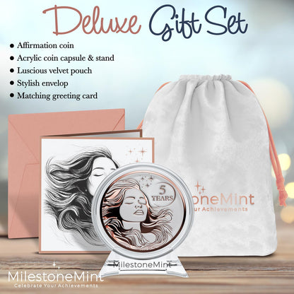 Woman's Serenity Token Sobriety Coin Gift Set Rose Gold