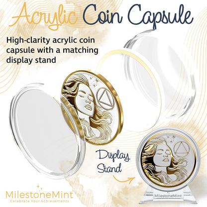 Woman's Serenity Token Sobriety Coin Gift Set - Gold