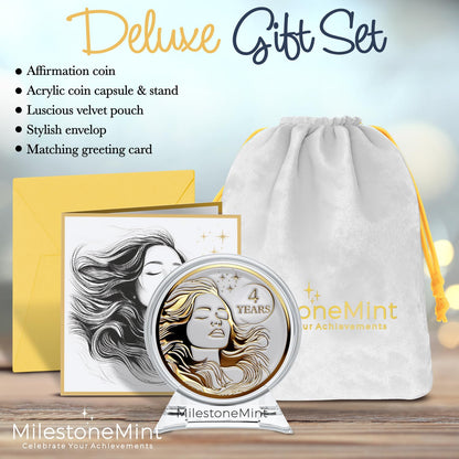 Woman's Serenity Token Sobriety Coin Gift Set - Gold