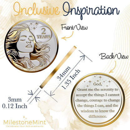 Woman's Serenity Token Sobriety Coin Gift Set - Gold