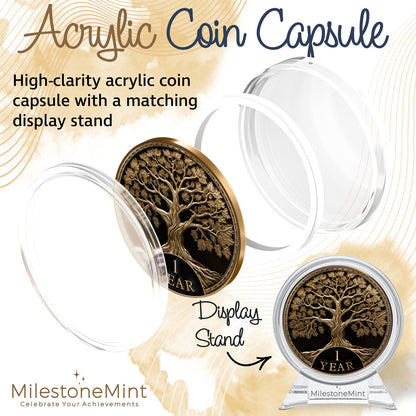 Tree of Life Affirmation Sobriety Coin Gift Set - Antique Gold