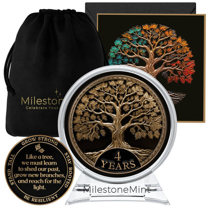 Tree of Life Affirmation Sobriety Coin Gift Set - Antique Gold