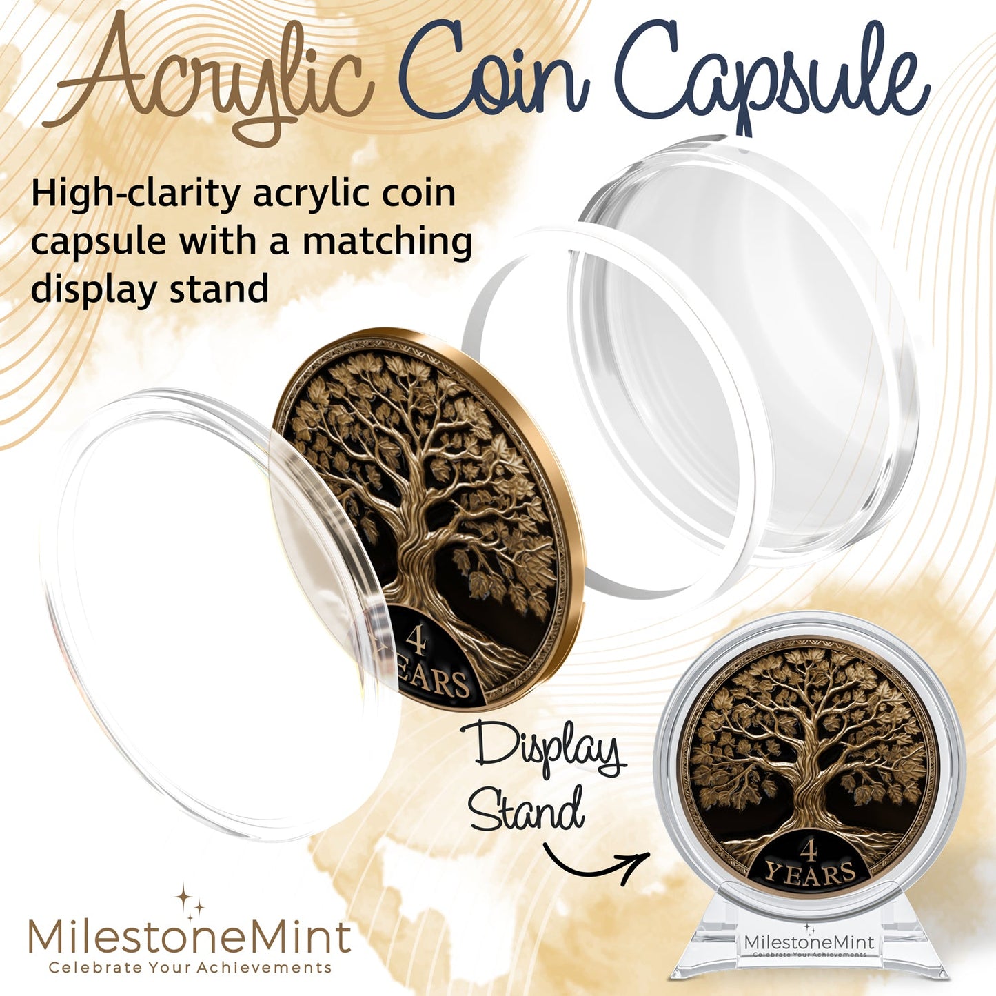 Tree of Life Affirmation Sobriety Coin Gift Set - Antique Gold