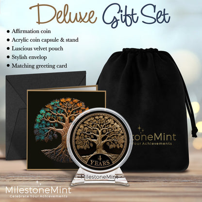 Tree of Life Affirmation Sobriety Coin Gift Set - Antique Gold