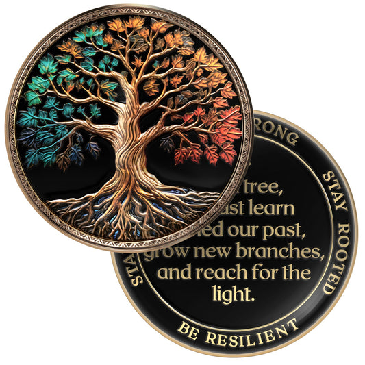 Tree of Life Affirmation Sobriety Coin Gift Set - Multicolor