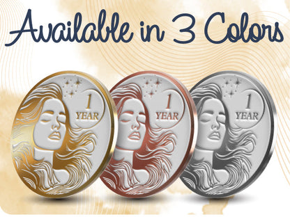 Woman's Serenity Token Sobriety Coin Gift Set Rose Gold