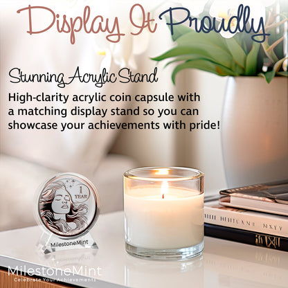 Woman's Serenity Token Sobriety Coin Gift Set Rose Gold