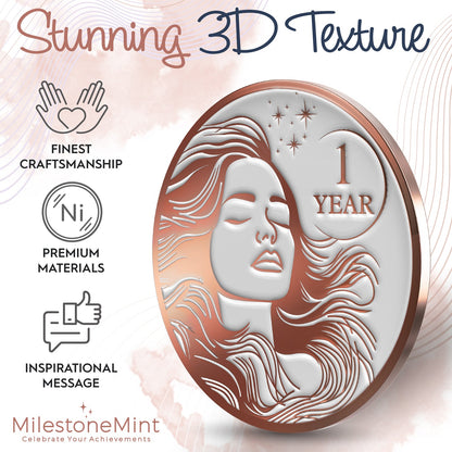 Woman's Serenity Token Sobriety Coin Gift Set Rose Gold